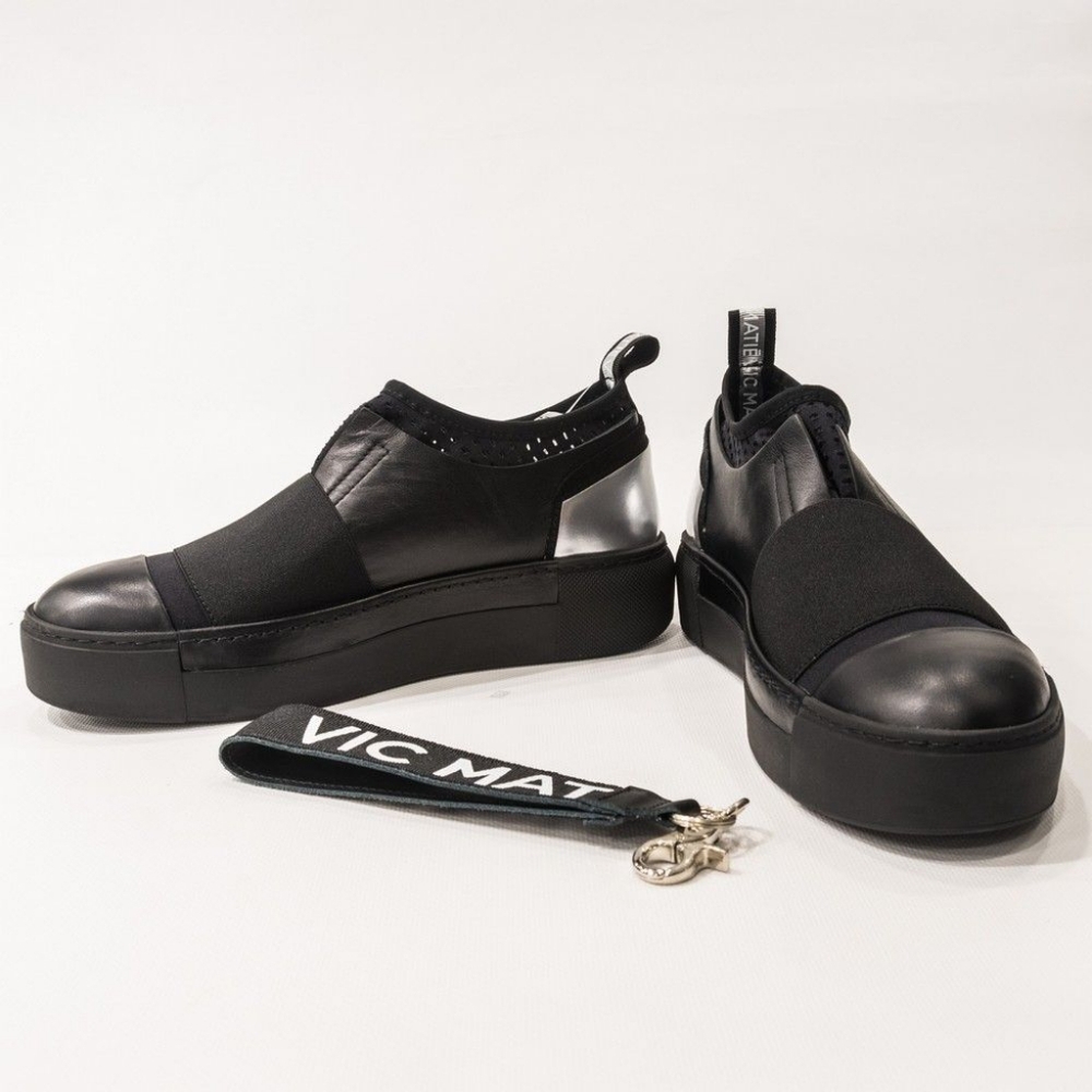 Vic Matie Men's Black Slip-On Sneakers Size 37 EU
